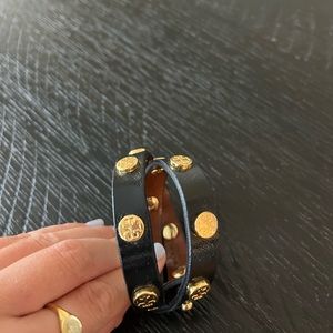 Tory Burch black gloss wrap bracelet.